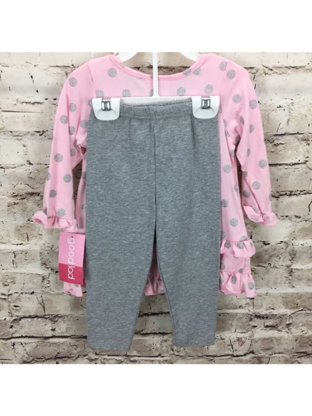 Goodlad Baby Girls Leggings Set 18M Pink Polka Dot Dress & Gray - Picture 5 of 5